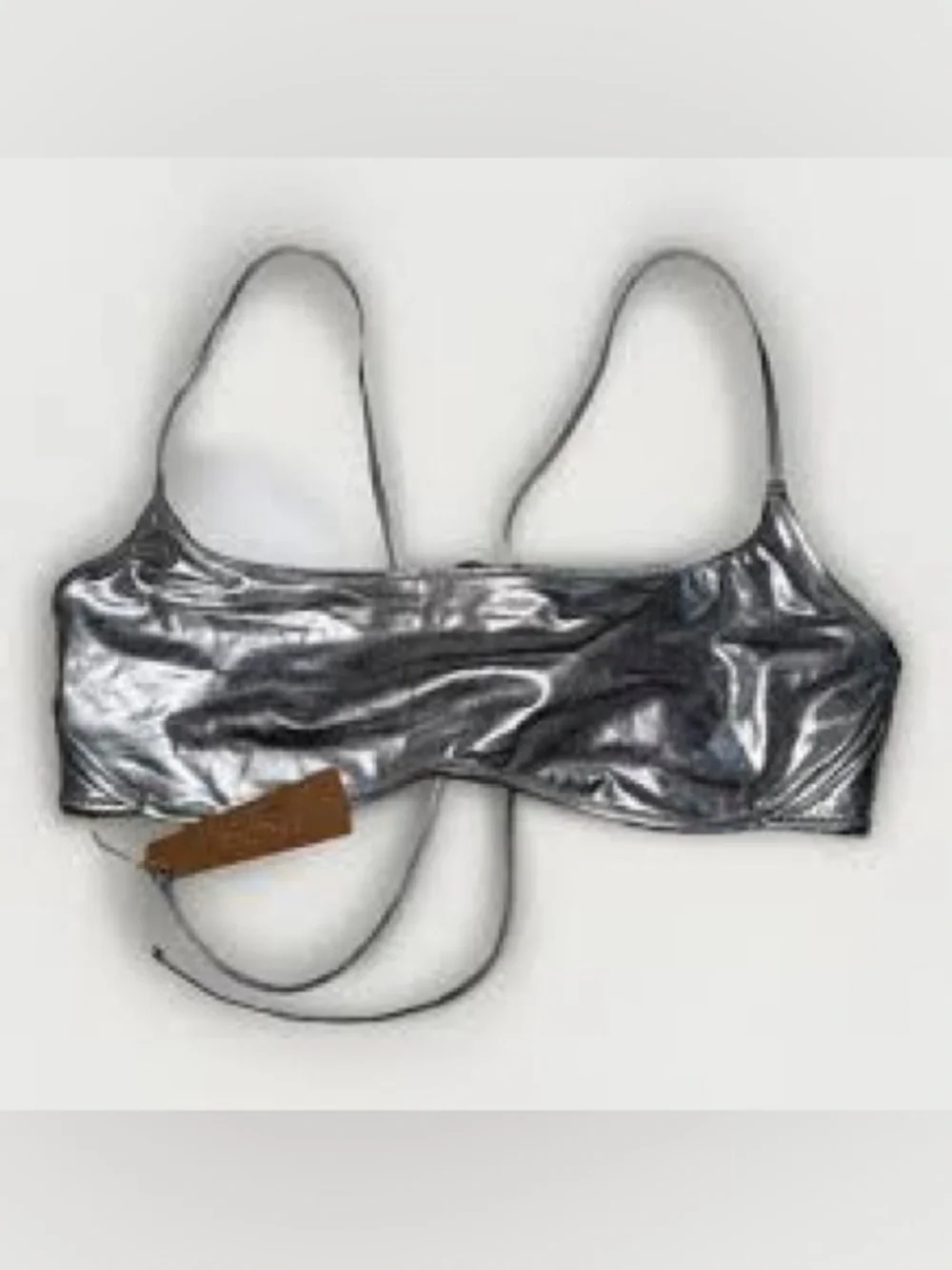 SKIMS Metallic Micro Scoop Bikini Top